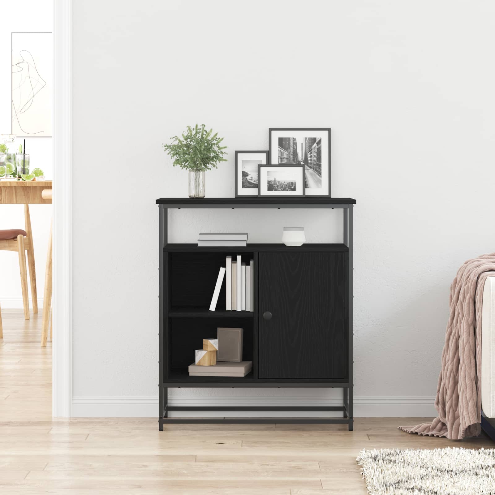 Sideboard Black Oak 69 x 35 x 80 cm Engineered Wood