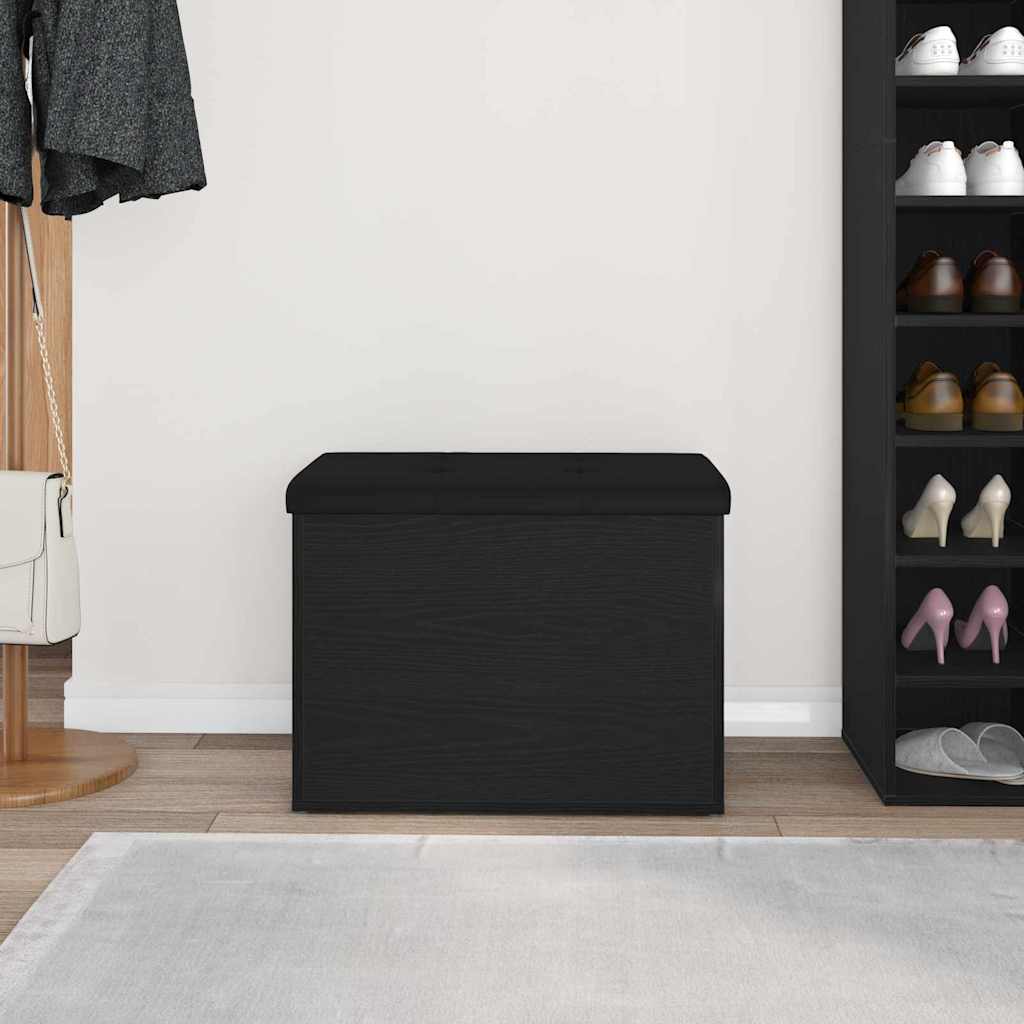 Storage Bench Black oak 62 x 42 x 45 cm Engineered Wood