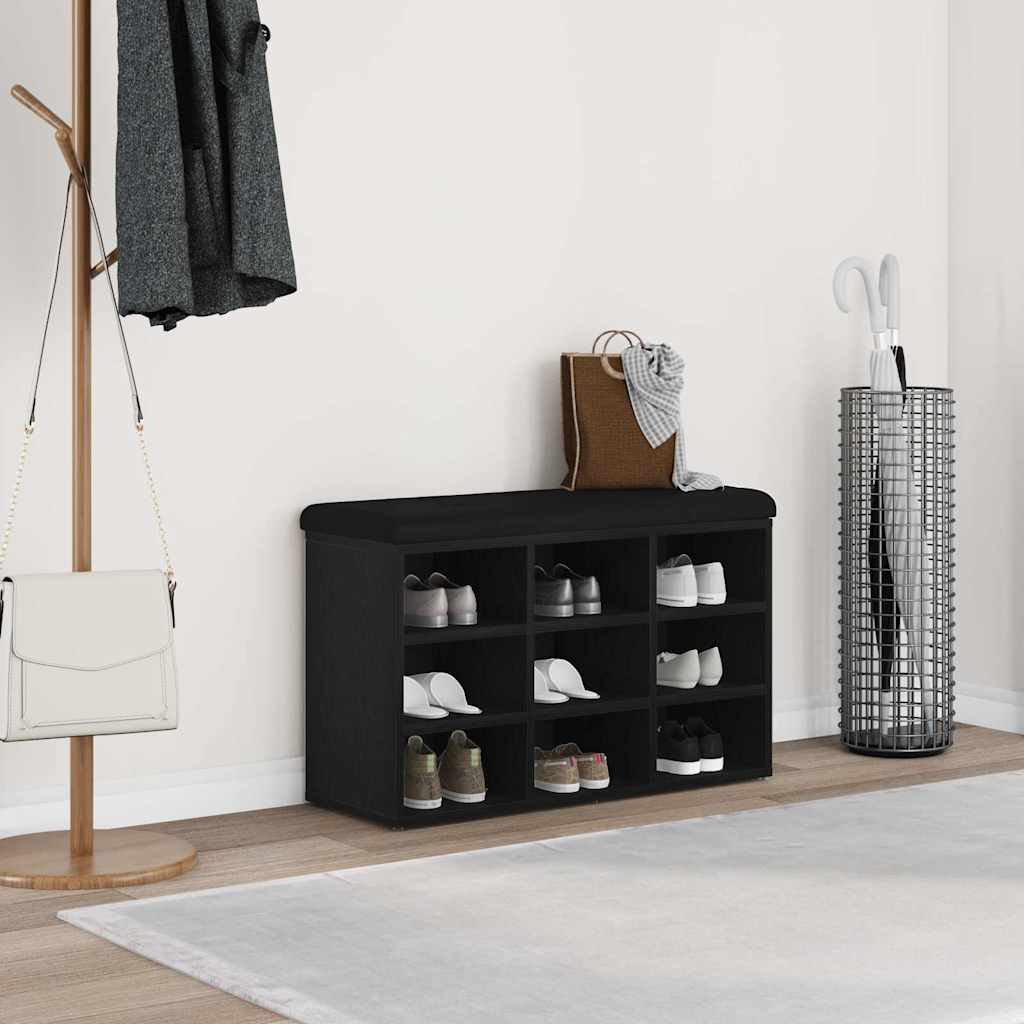 Shoe Bench Black 82 x 32 x 50 cm Engineered Wood