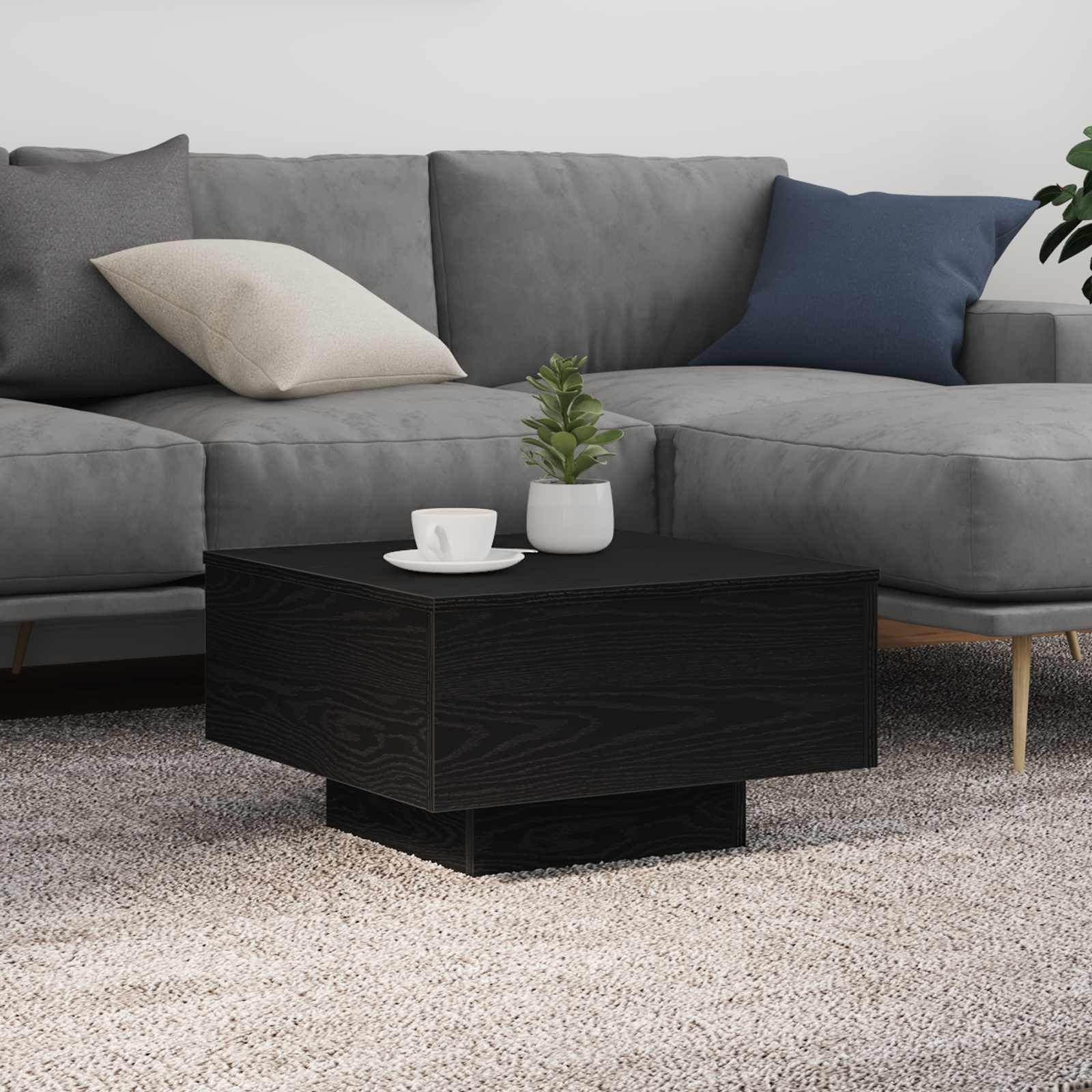 Black Oak 55 x 55 x 31 cm Engineered Wood