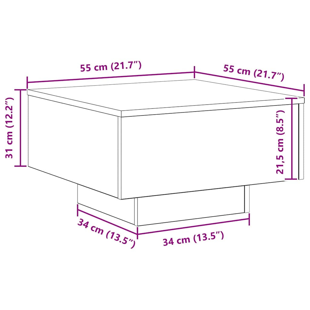 Coffee Table Black Oak 55 x 55 x 31 cm Engineered Wood