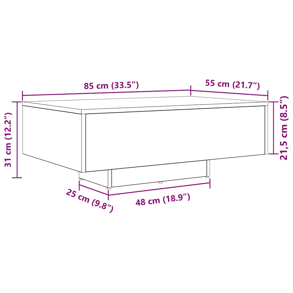 Coffee Table Black Oak 85 x 55 x 31 cm Engineered Wood
