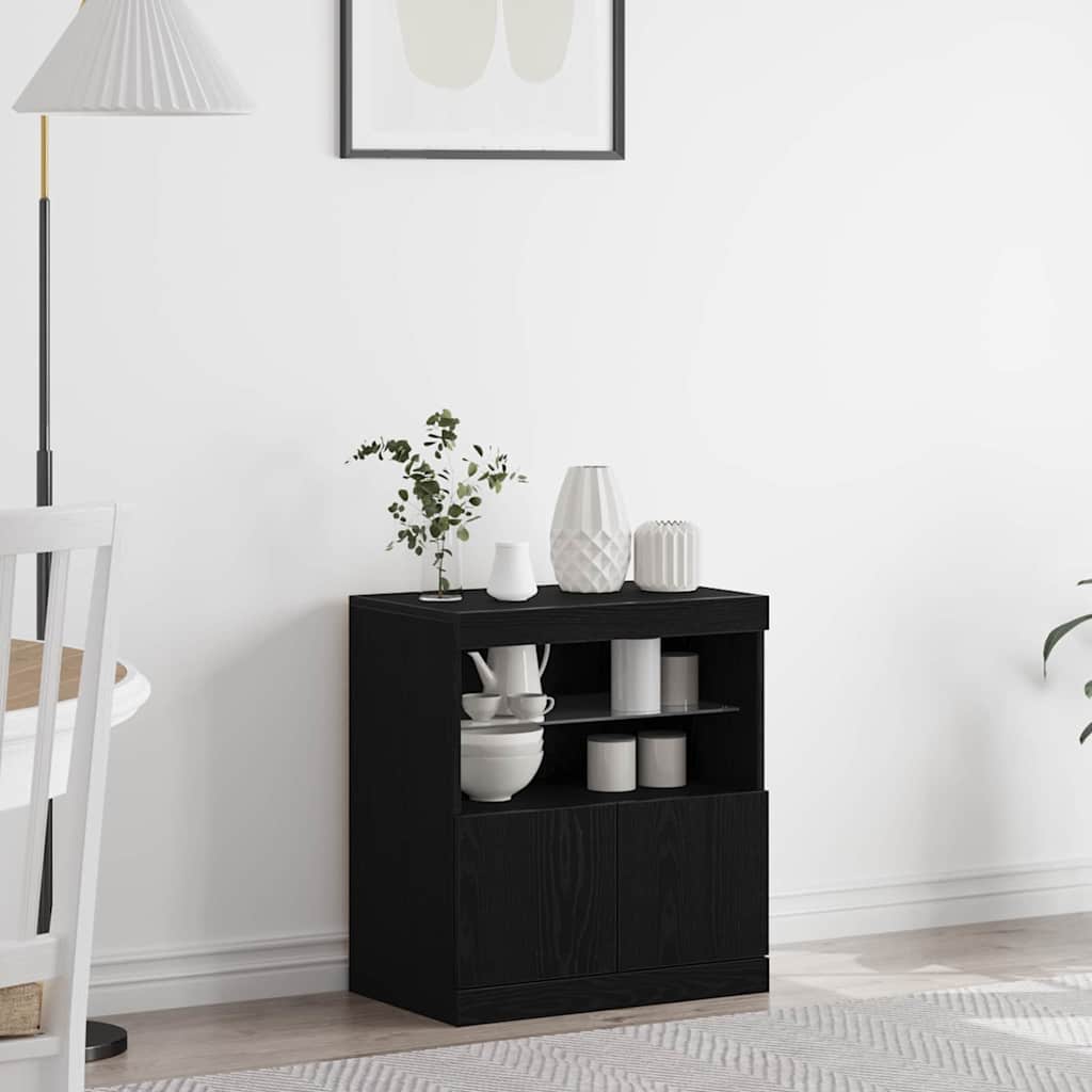 LED Sideboard Black 60,5 x 37 x 67 cm Engineered Wood