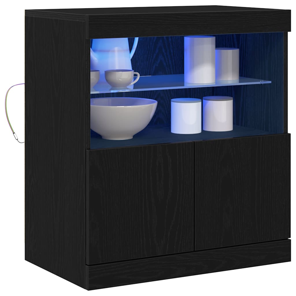 LED Sideboard Black 60,5 x 37 x 67 cm Engineered Wood
