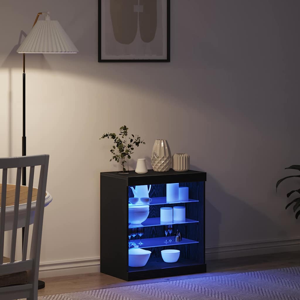 LED Sideboard Black Oak 60,5 x 37 x 67 cm Engineered Wood