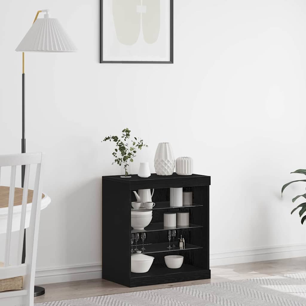 LED Sideboard Black Oak 60,5 x 37 x 67 cm Engineered Wood