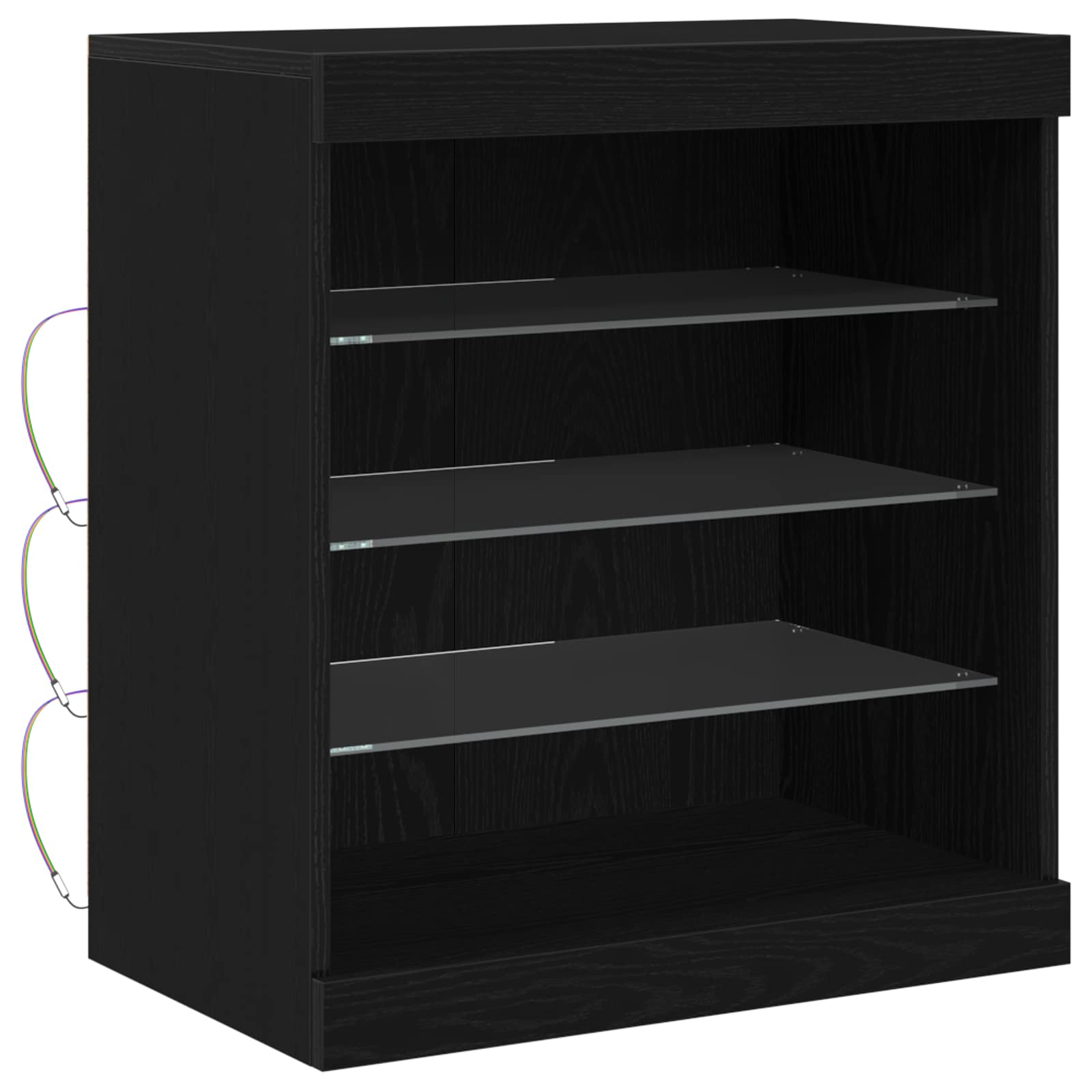 LED Sideboard Black Oak 60,5 x 37 x 67 cm Engineered Wood