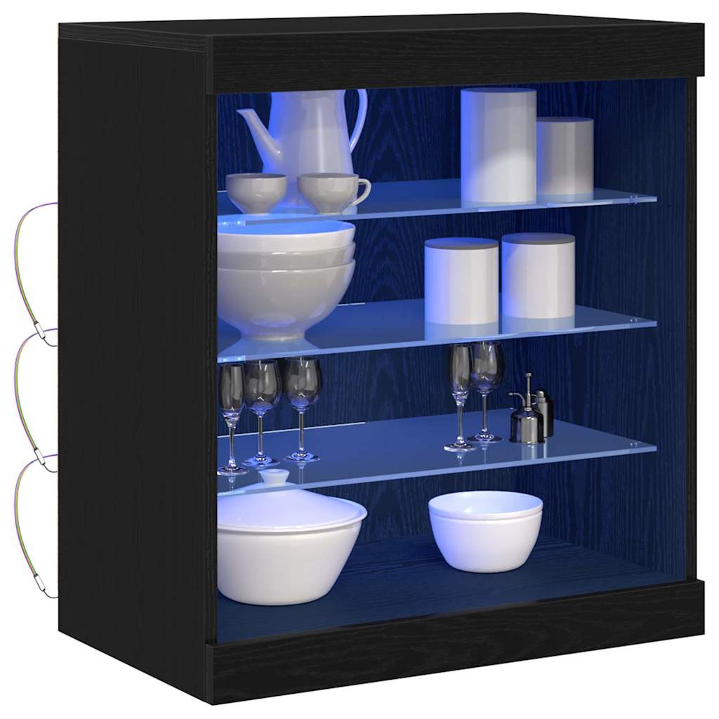 LED Sideboard Black Oak 60,5 x 37 x 67 cm Engineered Wood
