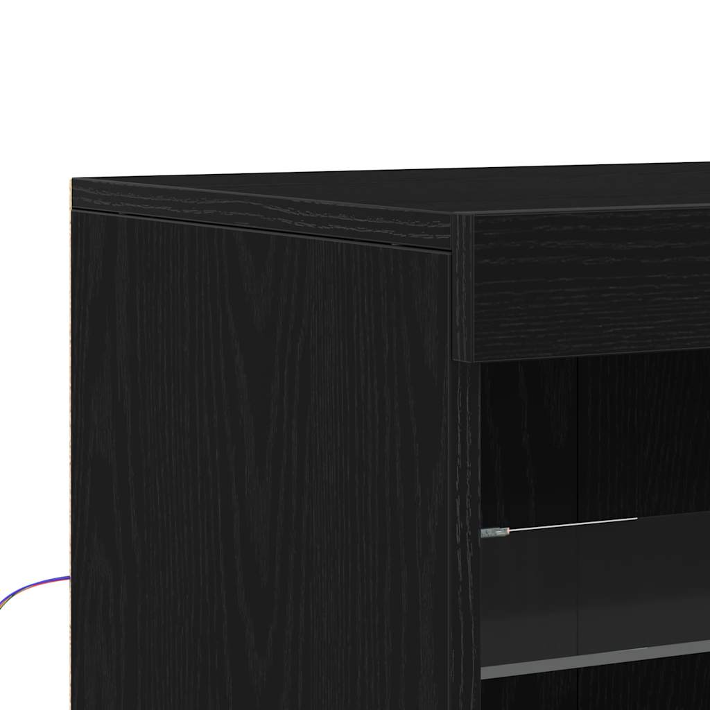 LED Sideboard Black Oak 60,5 x 37 x 100 cm Engineered Wood