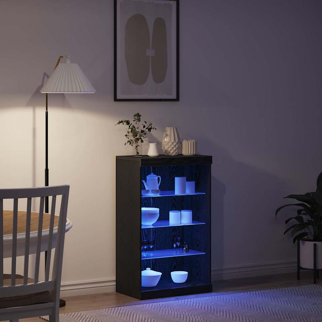 LED Sideboard Black Oak 60,5 x 37 x 100 cm Engineered Wood