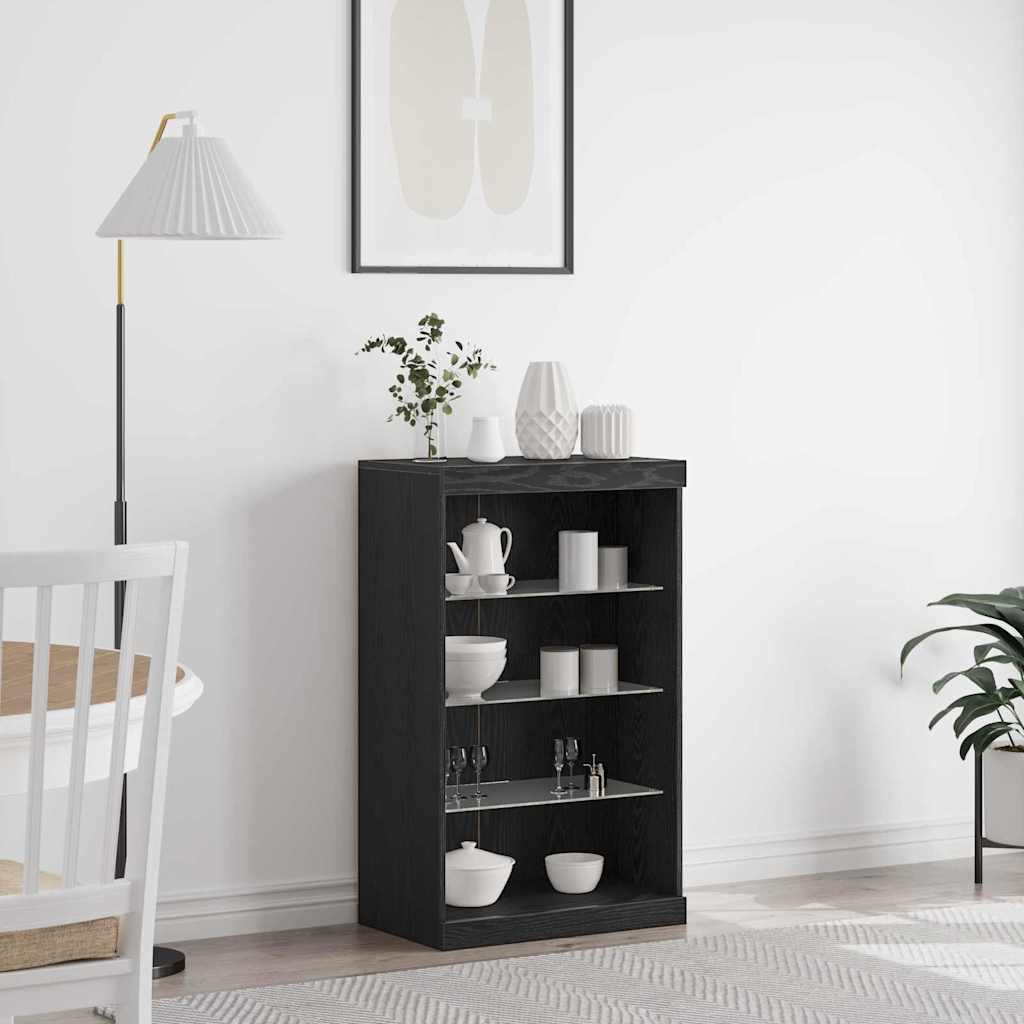 LED Sideboard Black Oak 60,5 x 37 x 100 cm Engineered Wood