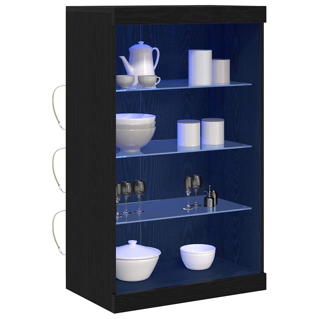 LED Sideboard Black Oak 60,5 x 37 x 100 cm Engineered Wood