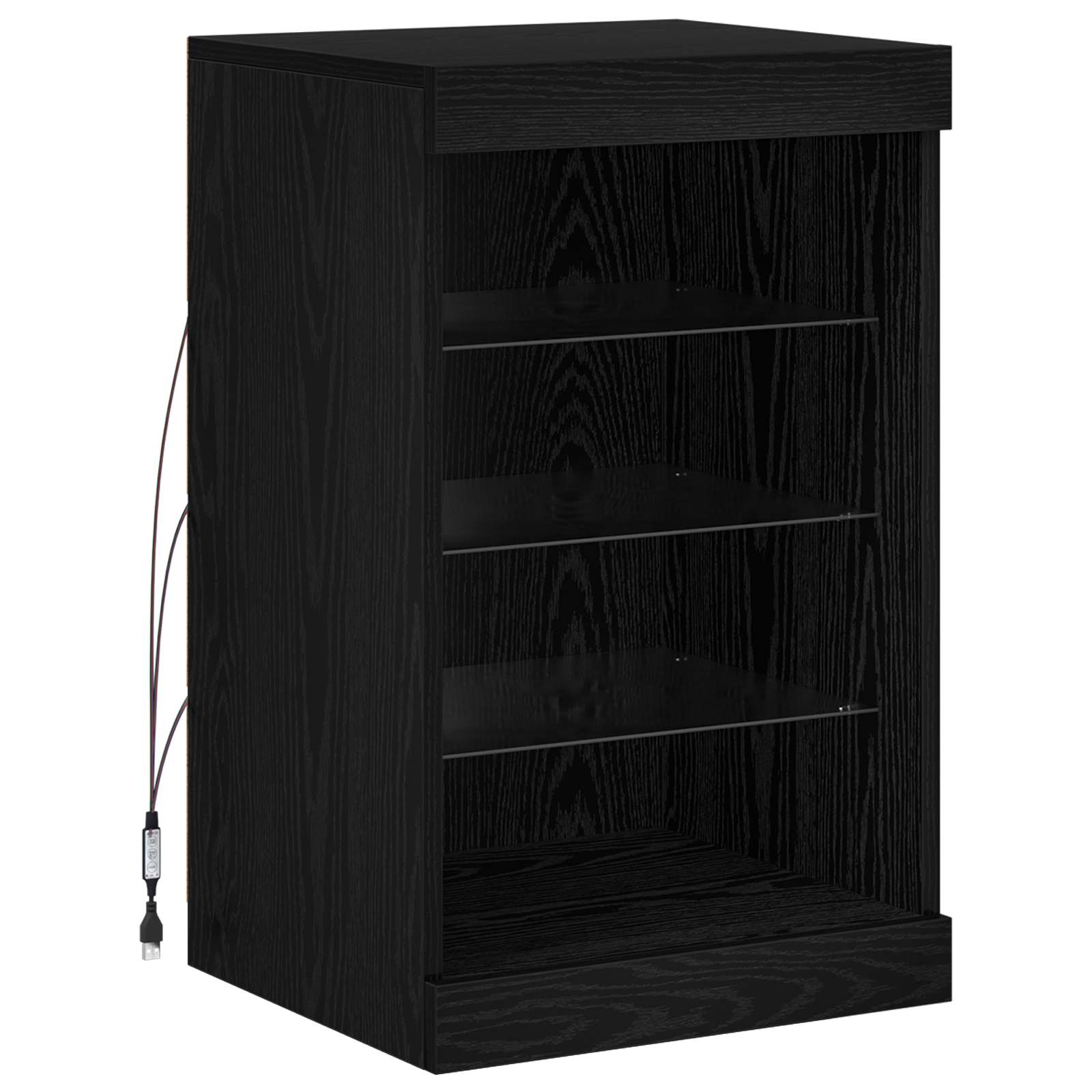 LED Sideboard Black Oak 41 x 37 x 67 cm Engineered Wood