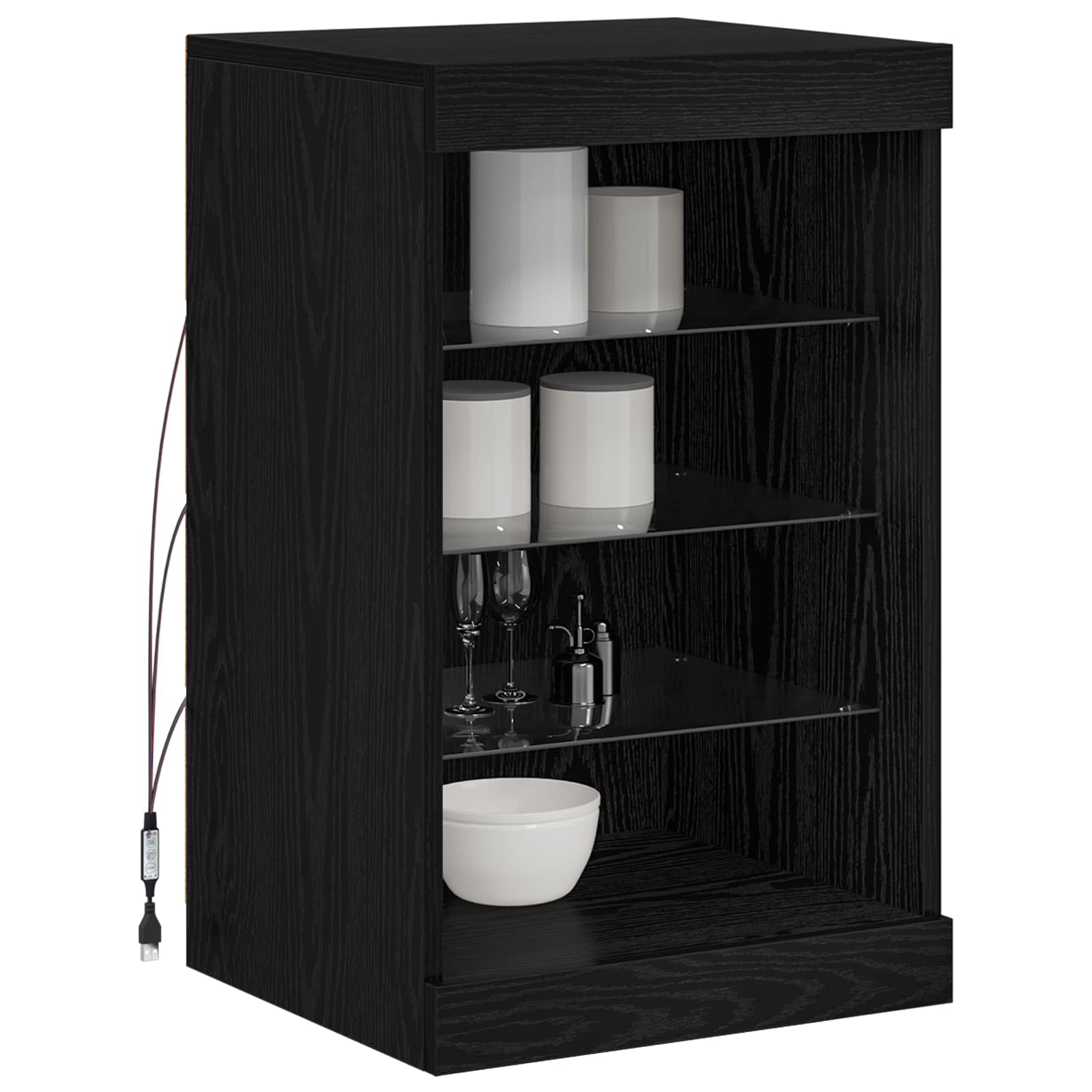 LED Sideboard Black Oak 41 x 37 x 67 cm Engineered Wood