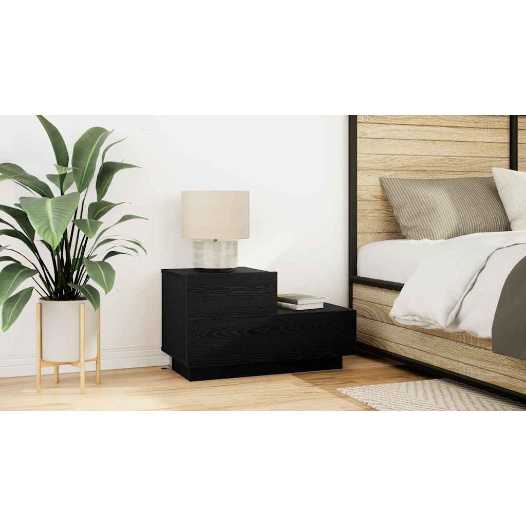 Bedside Cabinet Black Oak 70 x 36 x 40,5 cm Engineered Wood