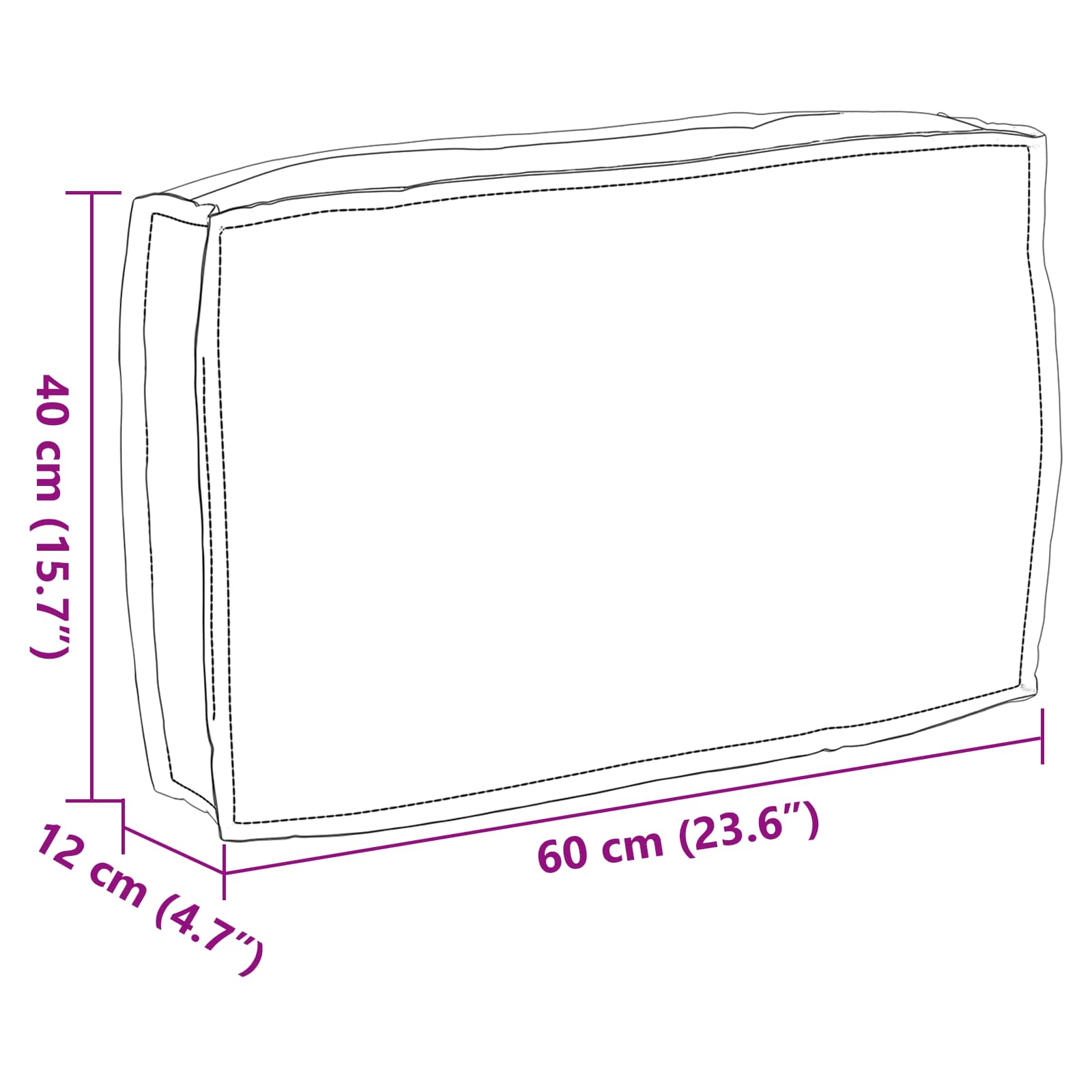 Cushion Anthracite 60 x 40 x 12 cm Oxford Fabric