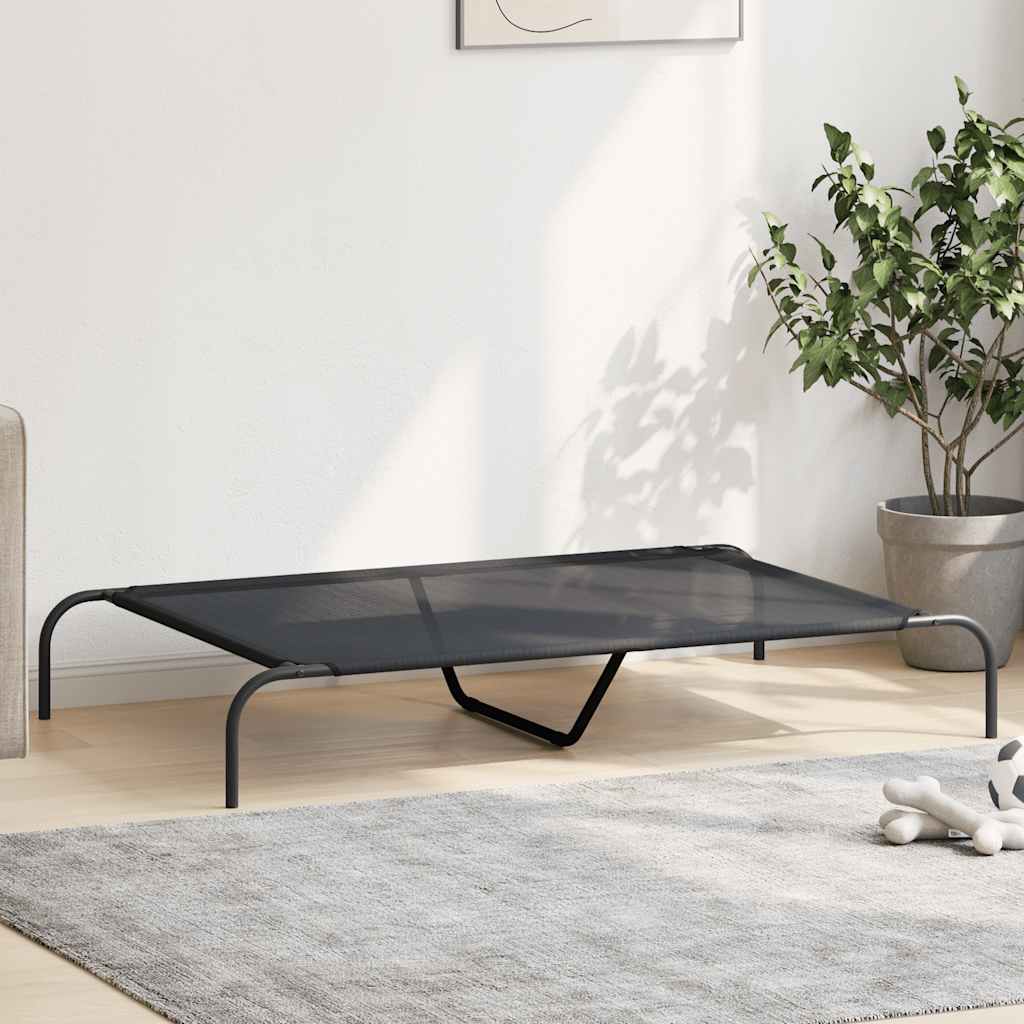 Elevated Dog Bed Black 130x80x20 cm Textilene and Steel