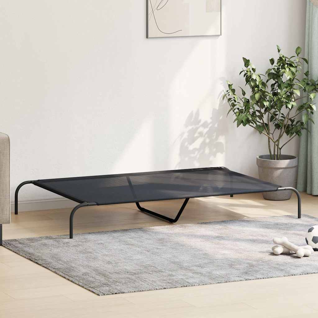 Elevated Dog Bed Black 150x90x20 cm Textilene and Steel
