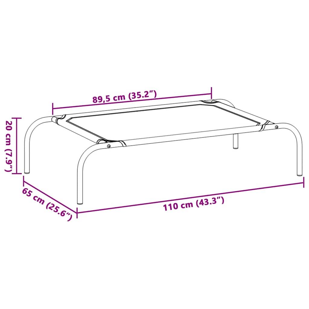 Elevated Dog Bed Black 110x65x20 cm Oxford Fabric and Steel