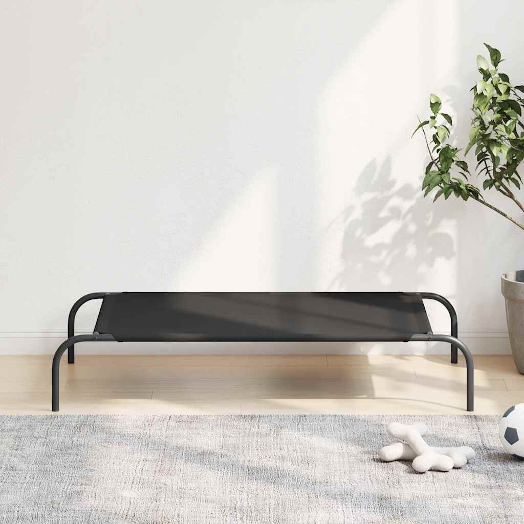 Elevated Dog Bed Black 110x65x20 cm Oxford Fabric and Steel