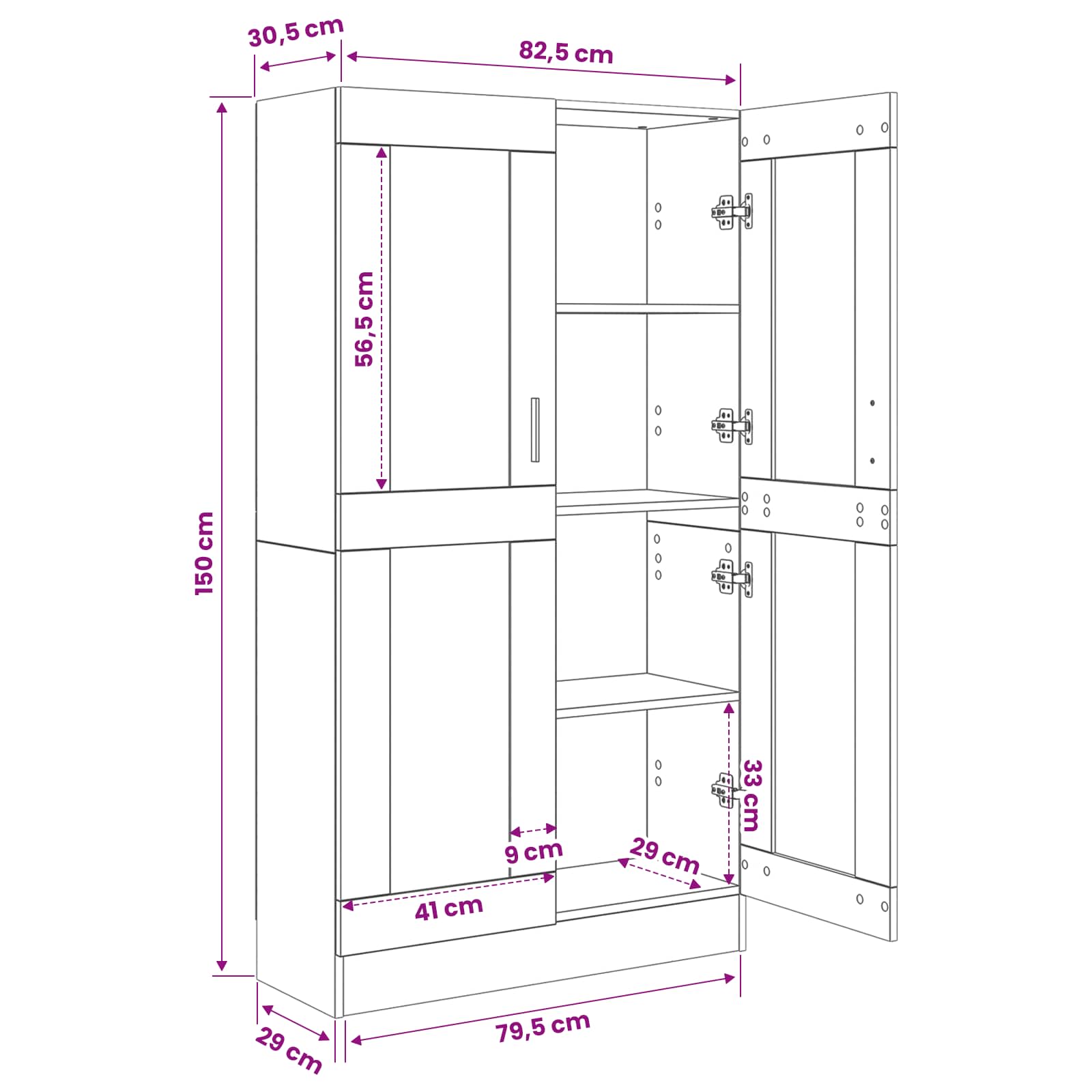 Book Cabinet Black Oak 82,5 x 30,5 x 150 cm Engineered Wood
