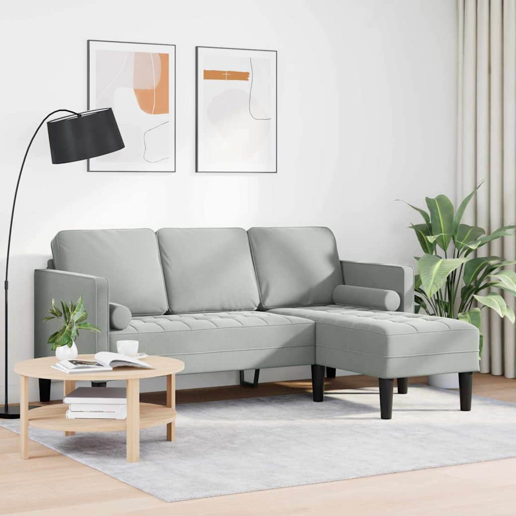 Sofa Set with Cushion Light Grey Polyester
