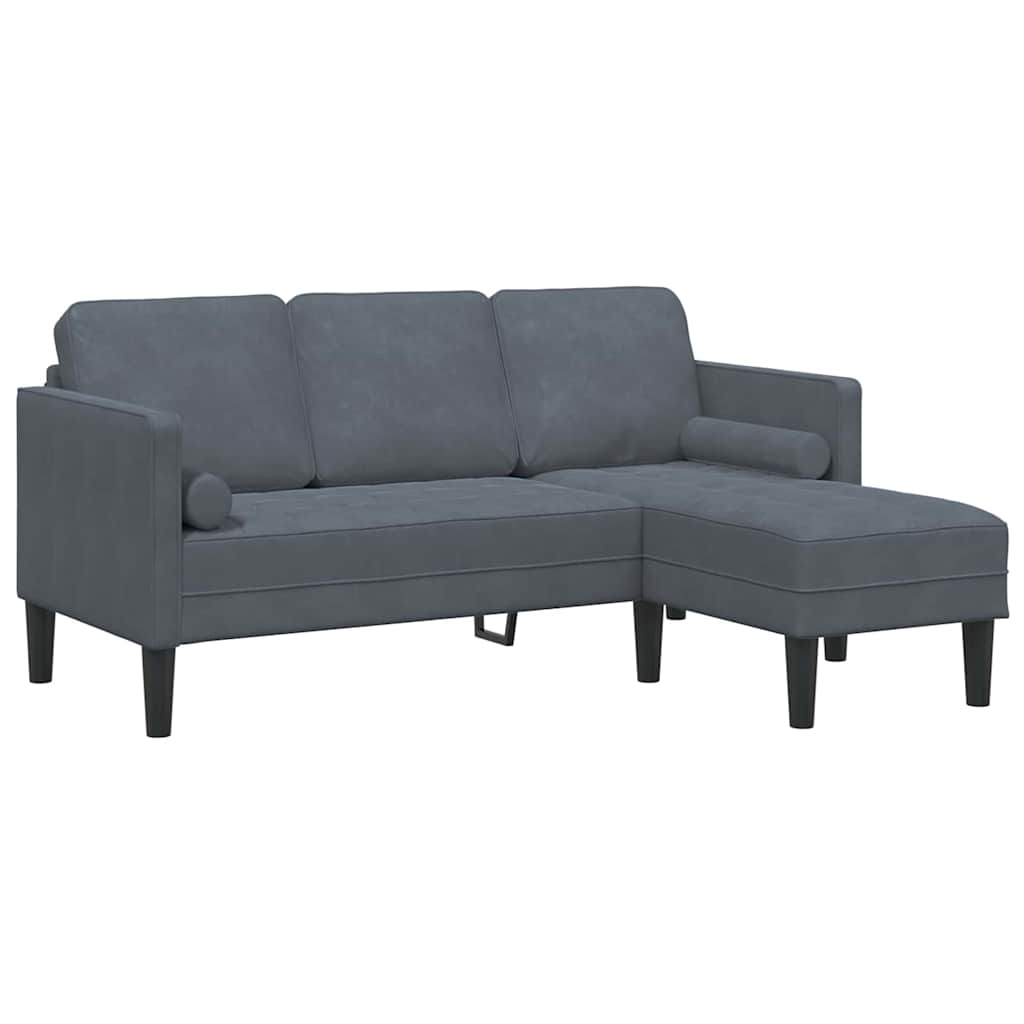 Sofa Set Dark grey 173 x 131 x 67 cm Velvet