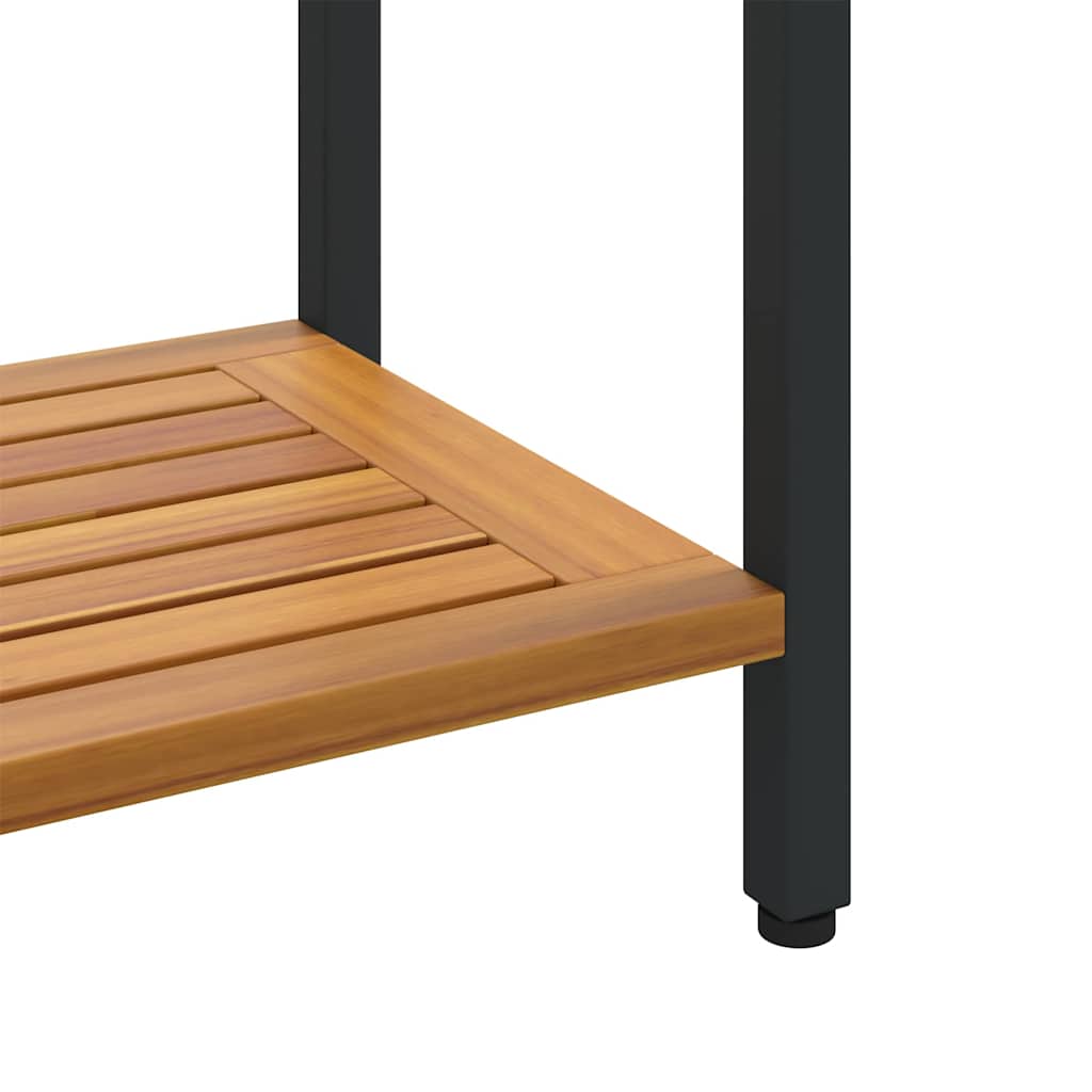 Outdoor Table with Storage Natural and Black 110 x 35 x 75 cm