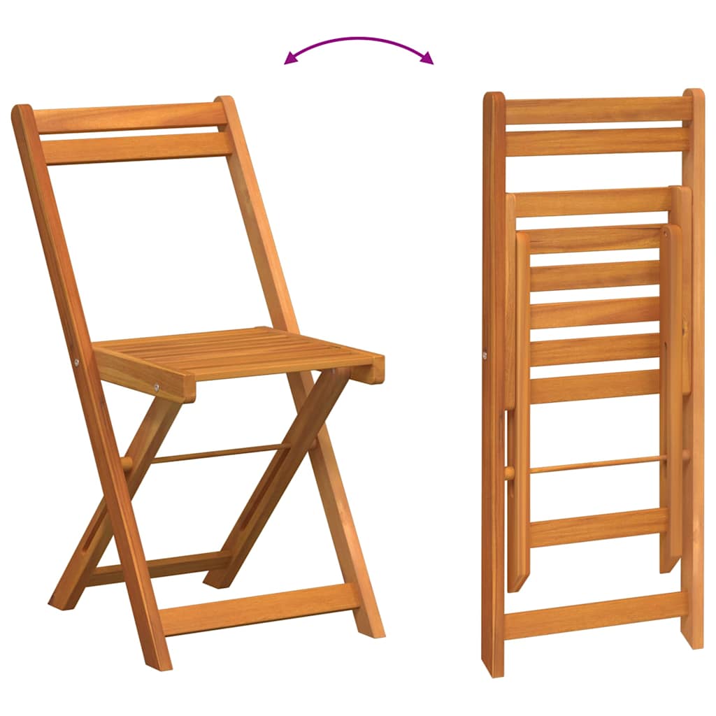 Bistro Set with Cushion 3 pcs Oil Natural Solid Acacia Wood