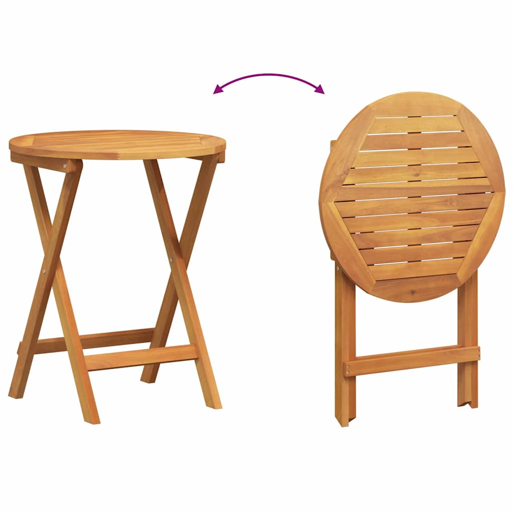 Bistro Set with Cushion 3 pcs Oil Natural Solid Acacia Wood