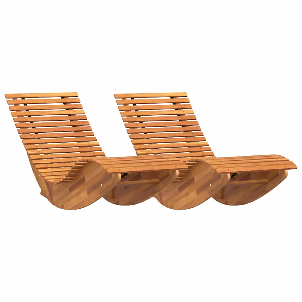 Lounger 2 pcs Solid Acacia Wood Brown