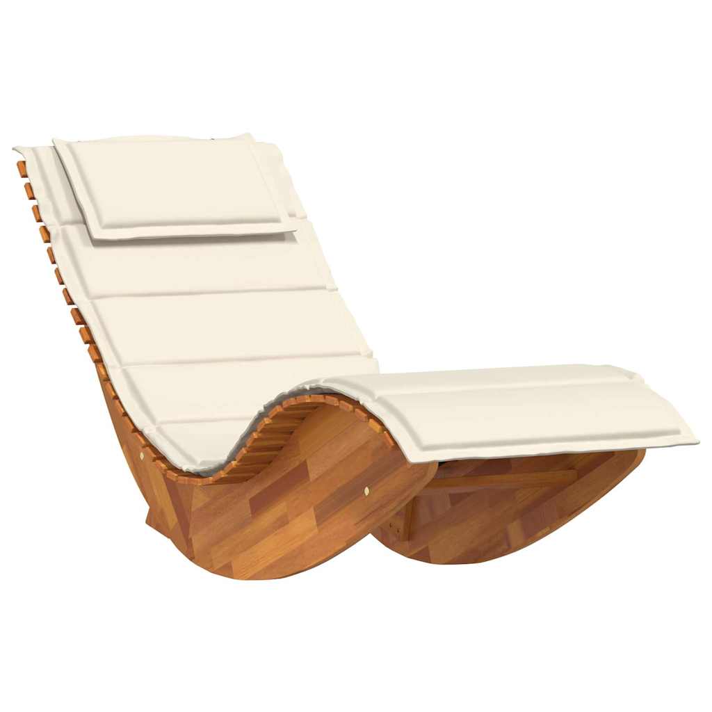 Rocking Sun Lounger with Cushion Solid Wood Acacia