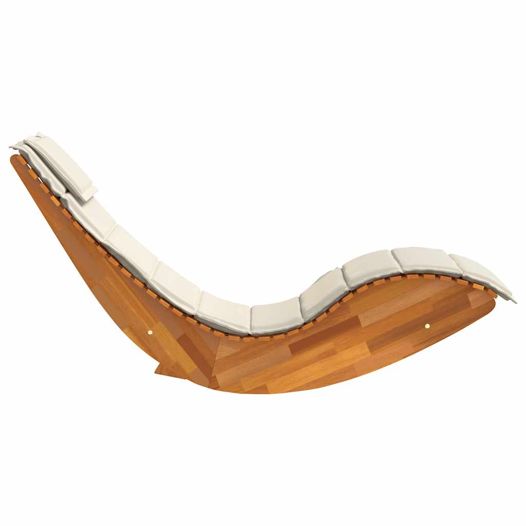Rocking Sun Lounger with Cushion Solid Wood Acacia