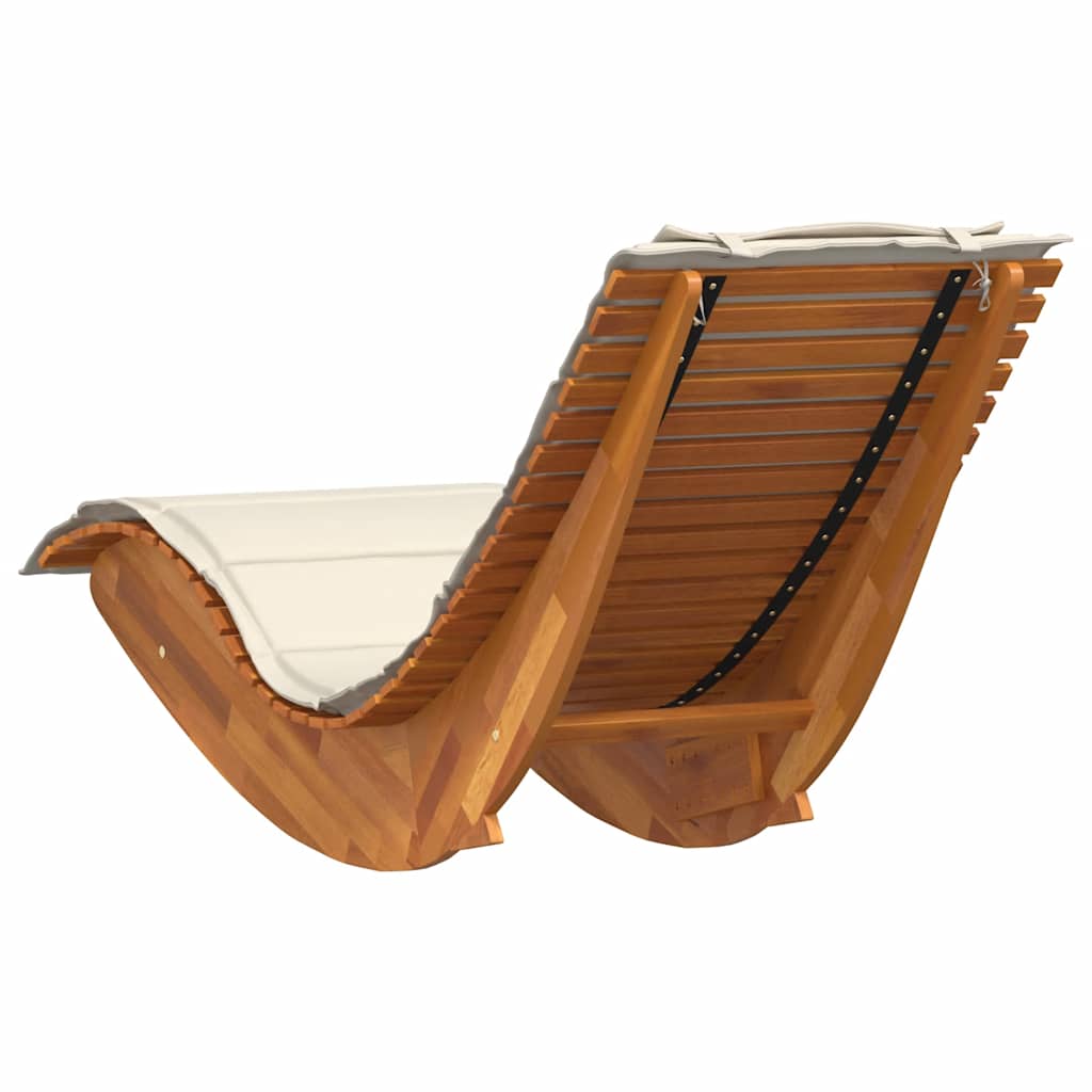 Rocking Sun Lounger with Cushion Solid Wood Acacia