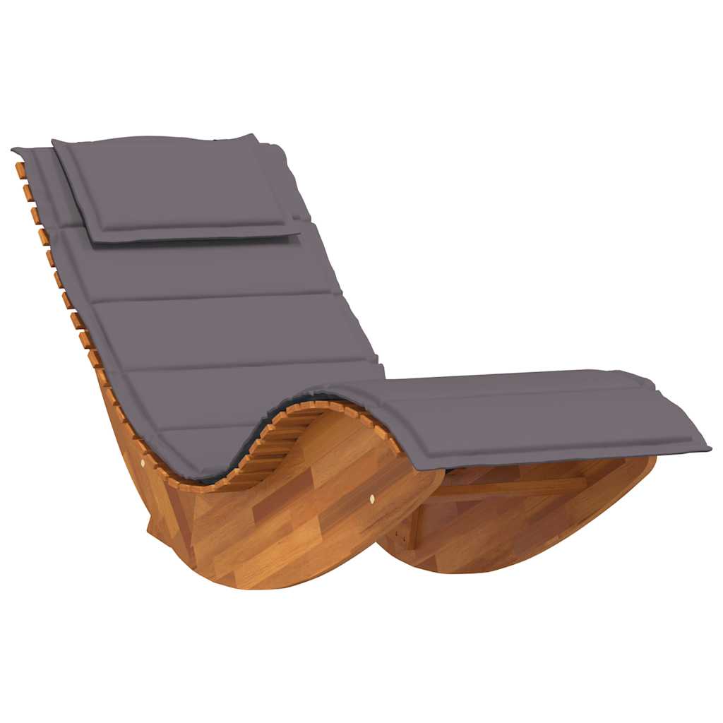 Rocking Sun Lounger with Cushion Solid Wood Acacia