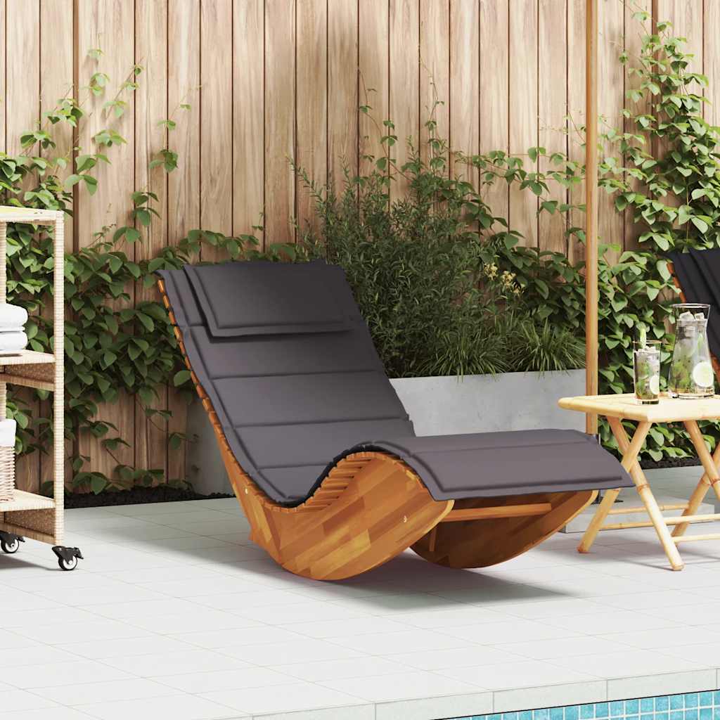 Rocking Sun Lounger with Cushion Solid Wood Acacia
