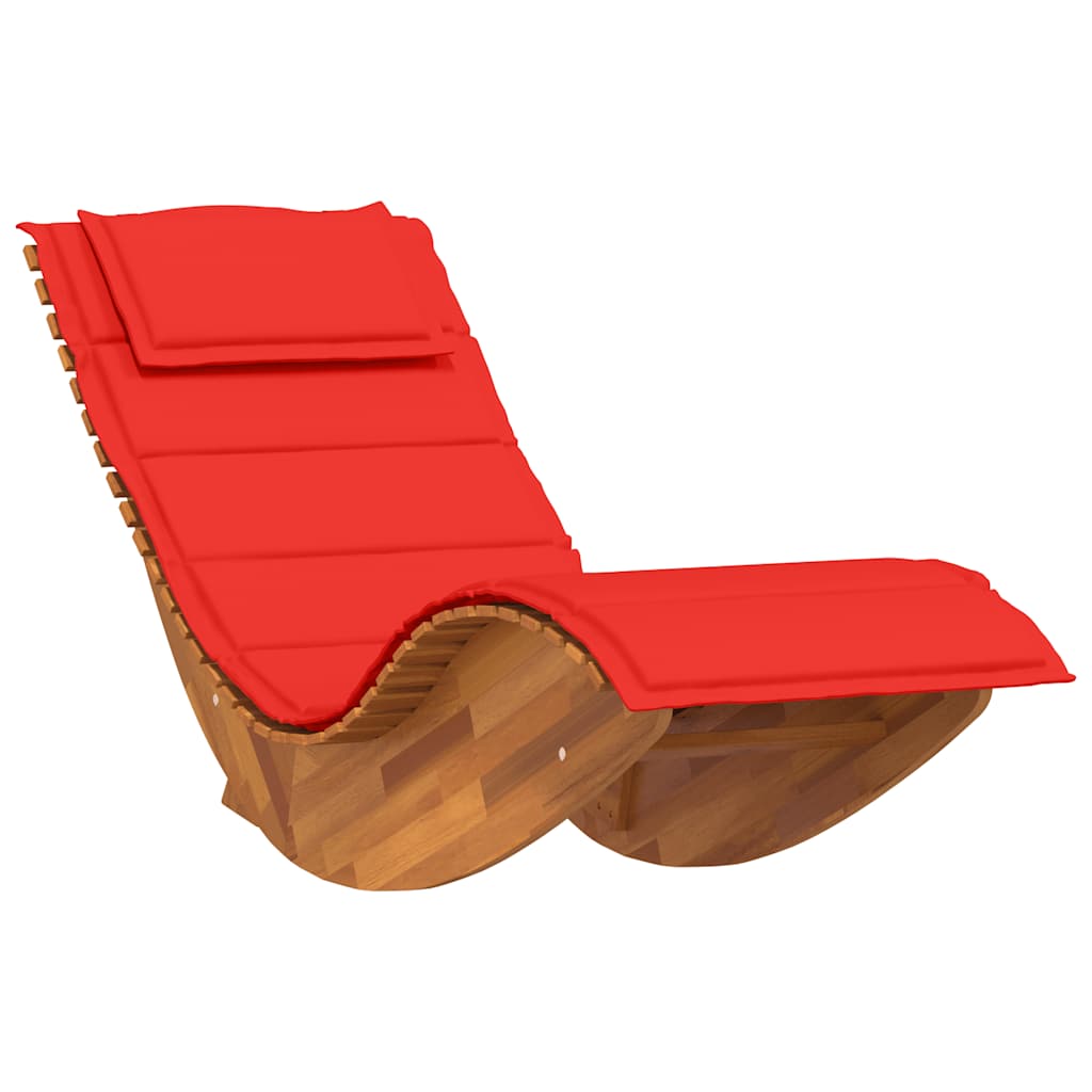 Rocking Sun Lounger with Cushion Solid Wood Acacia
