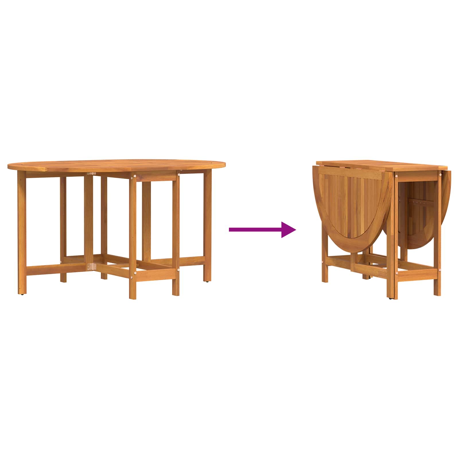 Garden Table Folding Brown 110 x 60 x 72 cm Solid Acacia Wood
