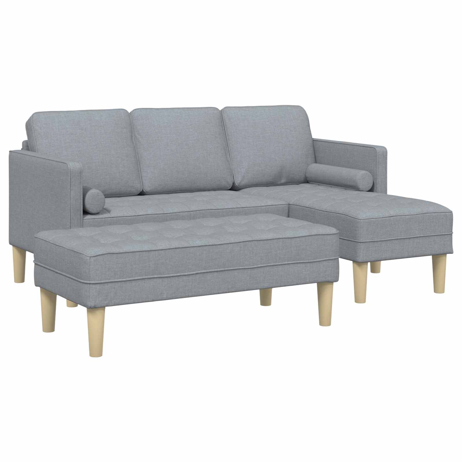 Sofa Set 2 pcs Light Grey Polyester
