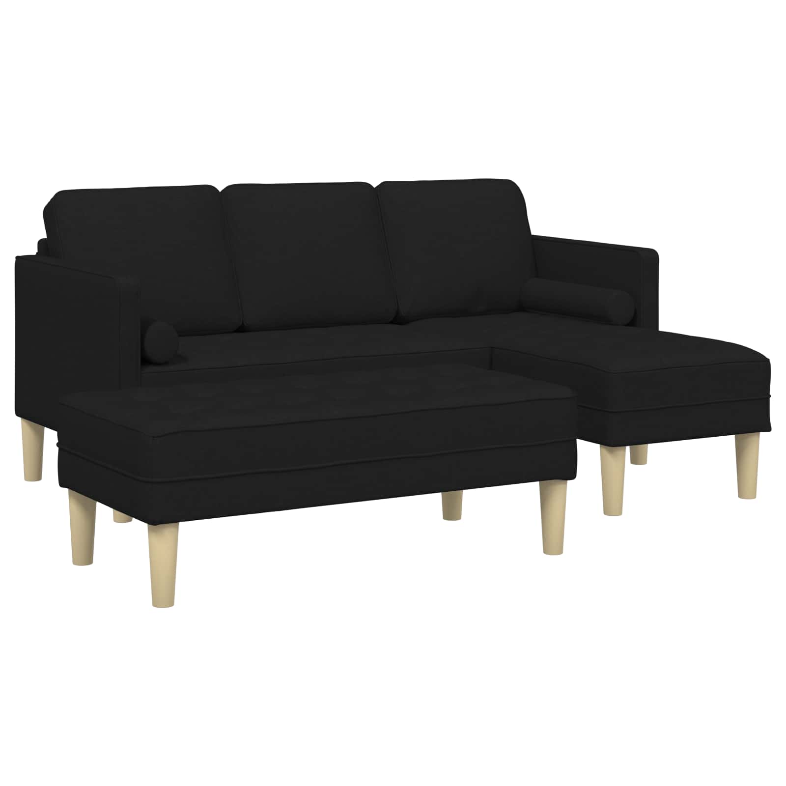 Sofa Set with Cushion 2 pcs Black Polyester