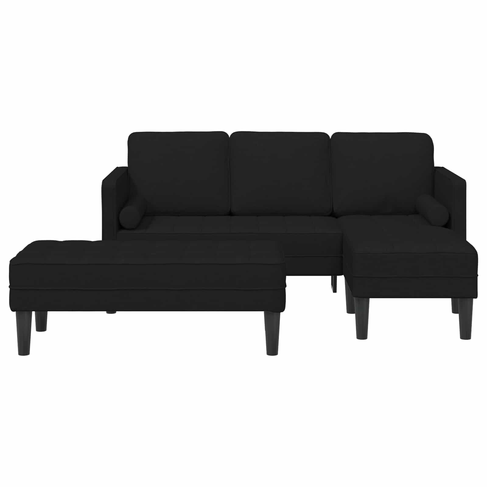 Sofa Set with Cushion 2 pcs Black Polyester
