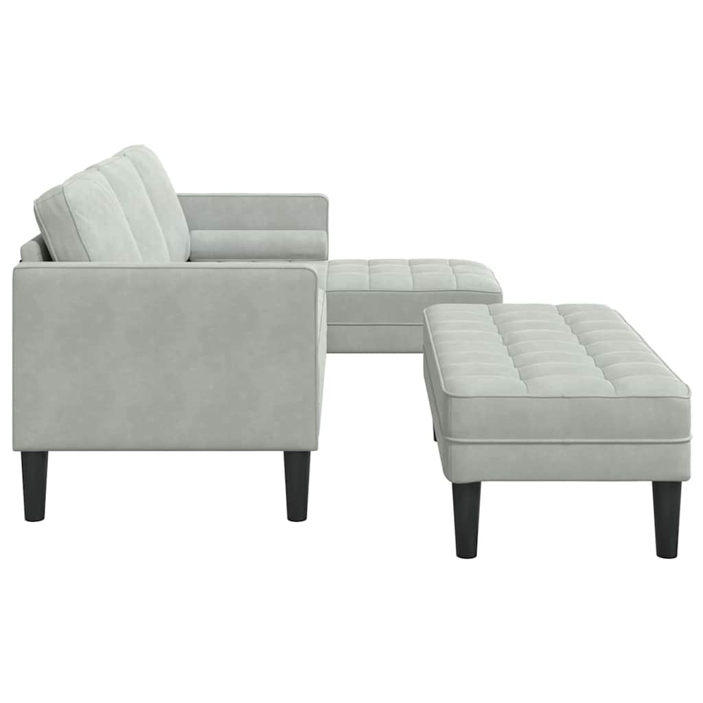 Sofa Set with Cushion 2 pcs Light Grey Polyester