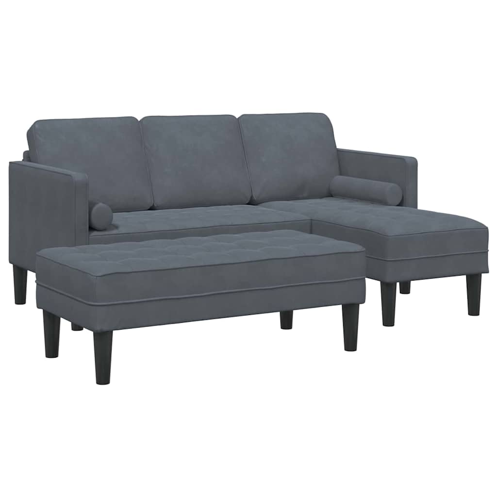 Sofa Set with Cushion 2 pcs Dark Grey Polyester