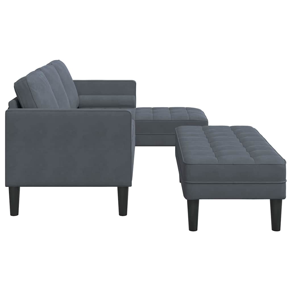 Sofa Set with Cushion 2 pcs Dark Grey Polyester
