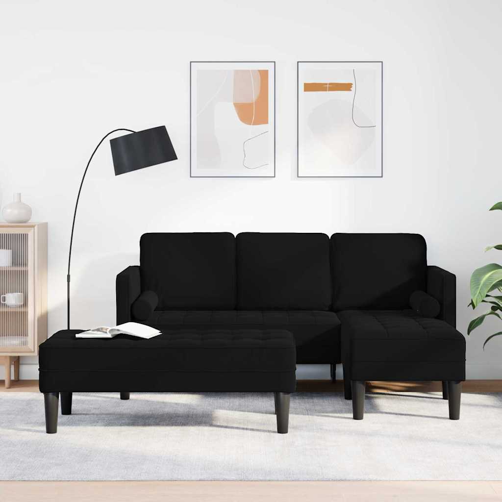 Sofa Set 2 pcs Black Polyester