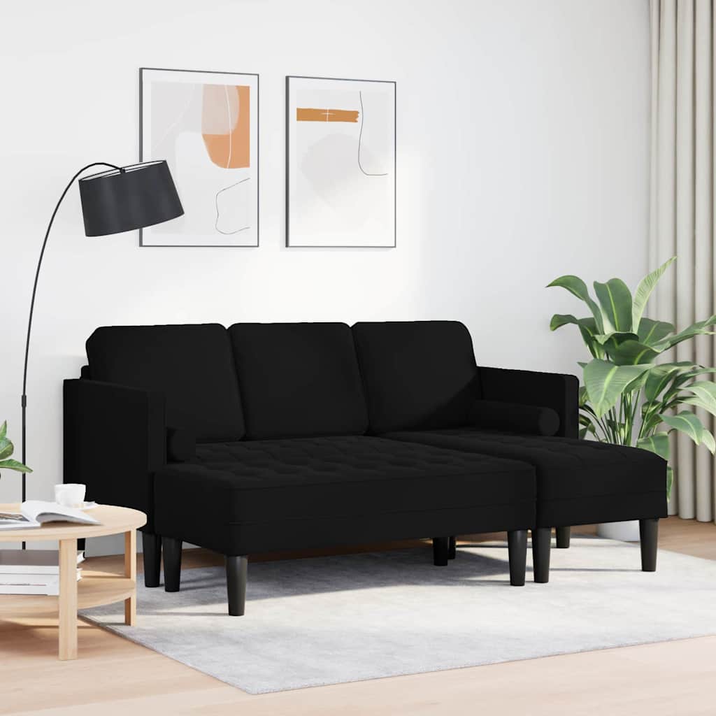 Sofa Set 2 pcs Black Polyester