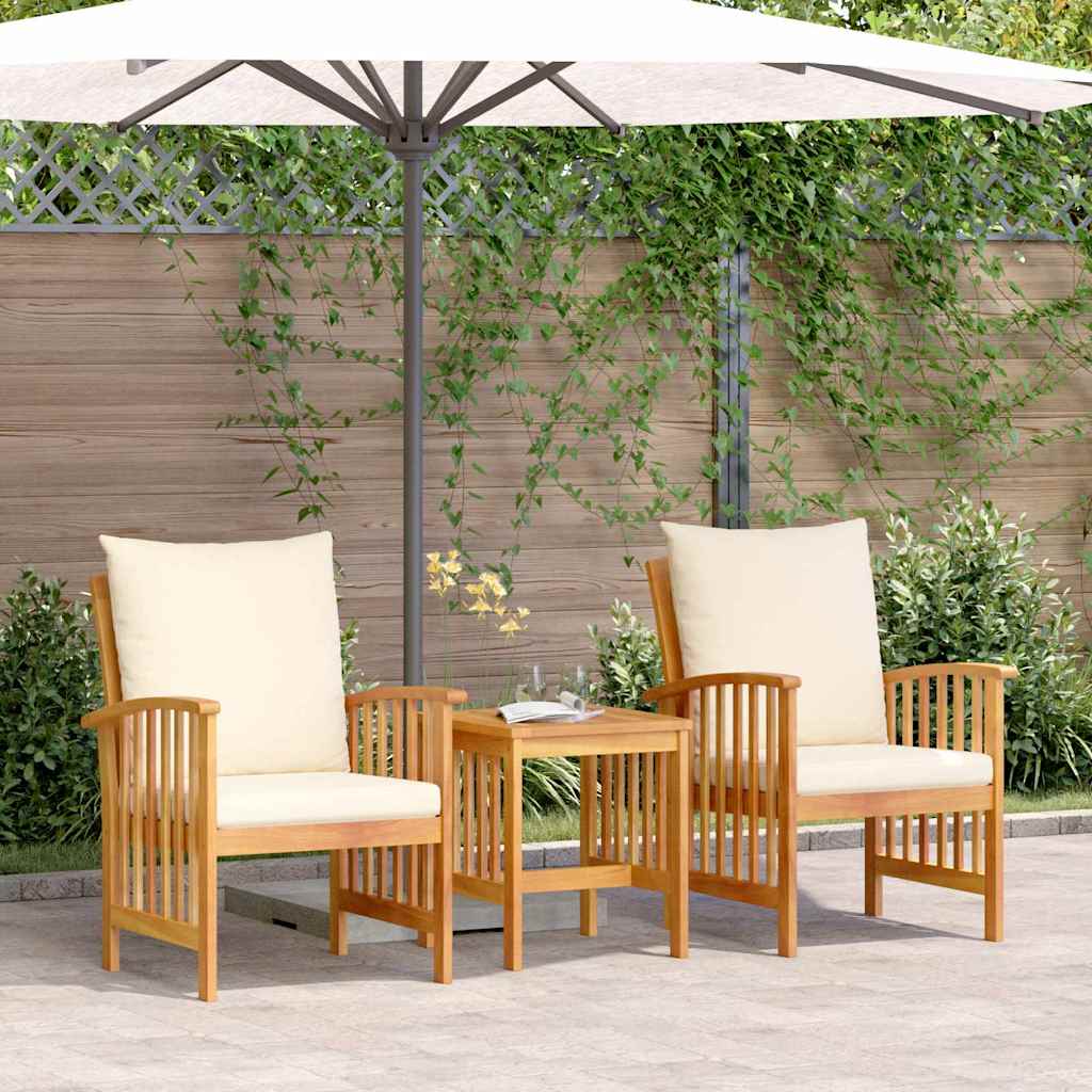 Garden Sofa Set with Cushion 3 pcs Brown Solid acacia wood