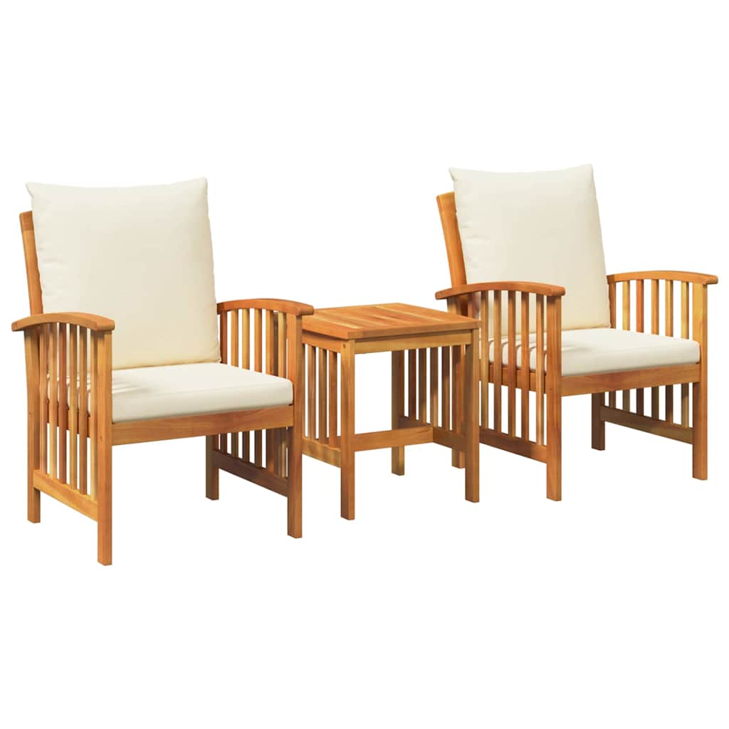 Garden Sofa Set with Cushion 3 pcs Brown Solid acacia wood