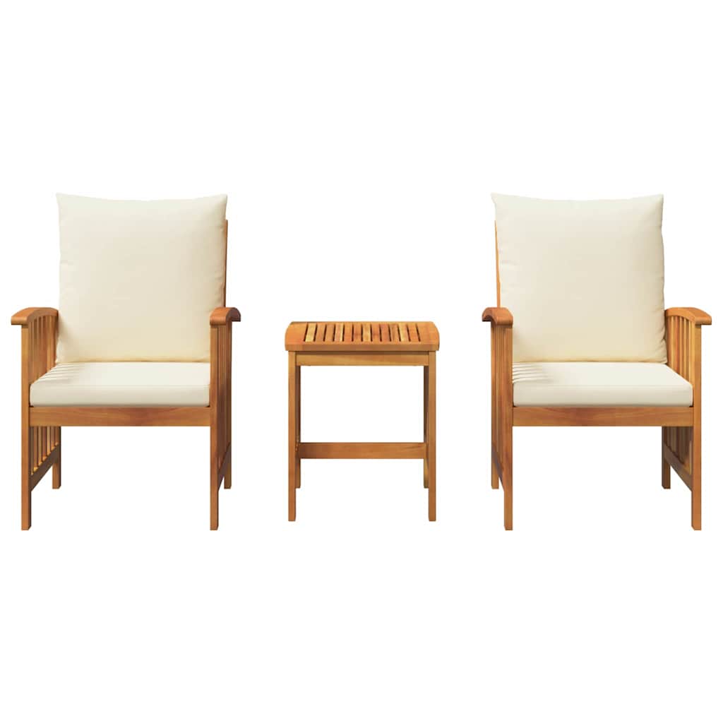 Garden Sofa Set with Cushion 3 pcs Brown Solid acacia wood