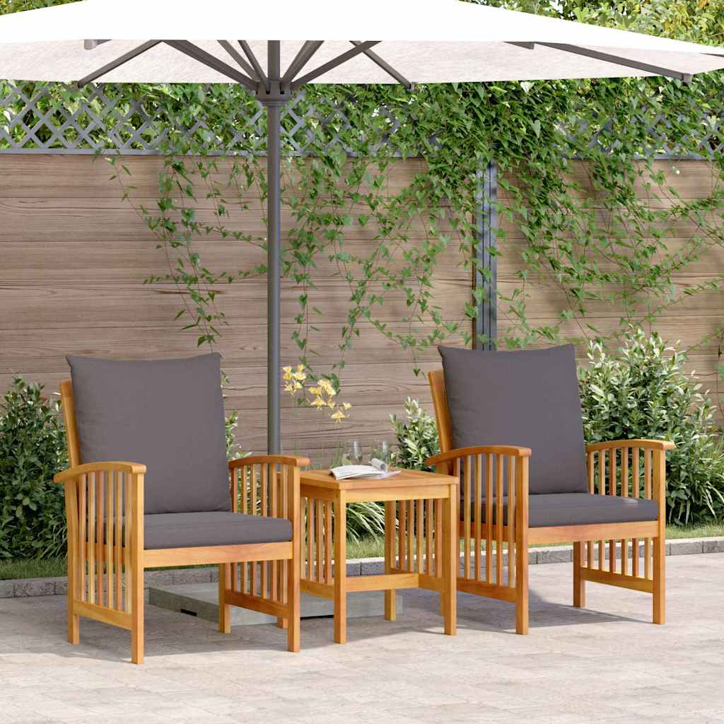 Garden Sofa Set with Cushion 3 pcs Brown Solid acacia wood